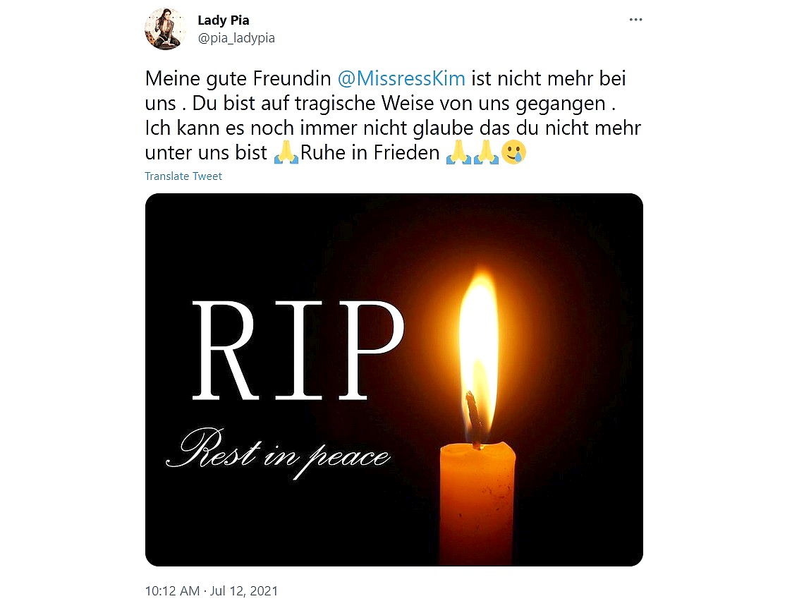 Meesteres Kim overleden