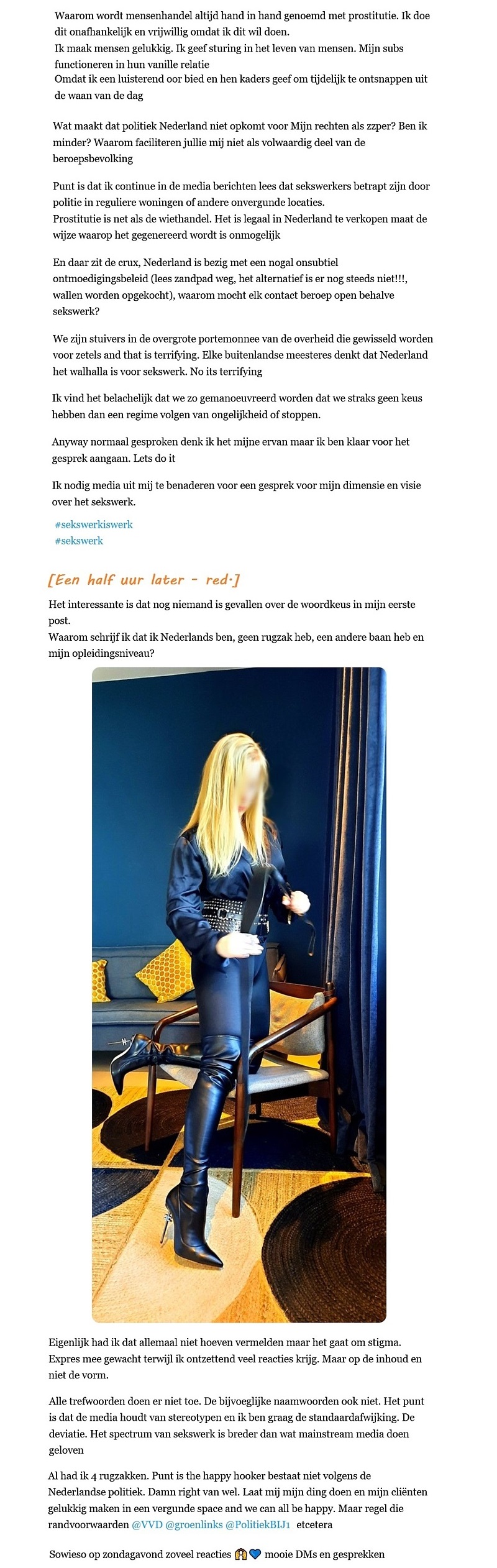 Meesteres Lynn Cane, #StopStigma Sekswerk = werk #StopStigma Sekswerk