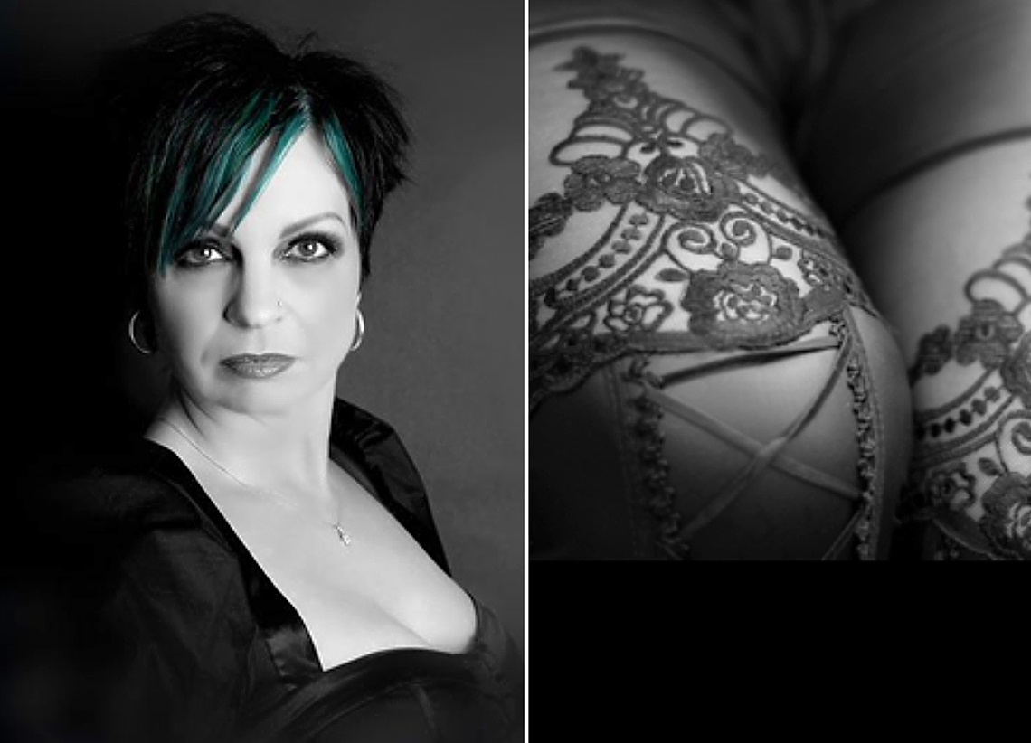 Meesteres Isabel en haar knieën om te aanbidden Meesteres Isabel