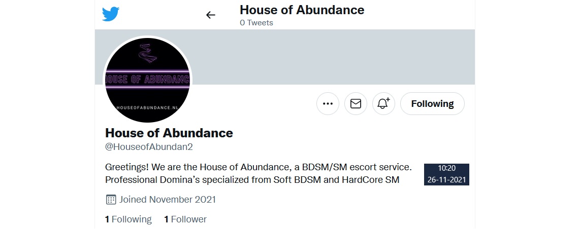 House Of Abundance, Twitterprofiel House Of Abundance