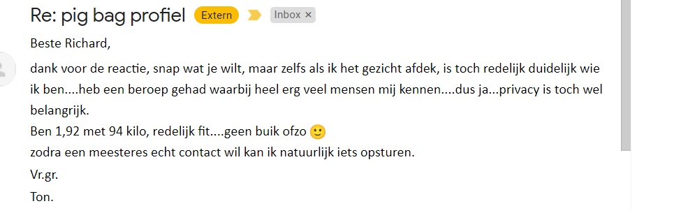 de non-foto van Ton op Klapjes' pig bag Pig bag klapjes