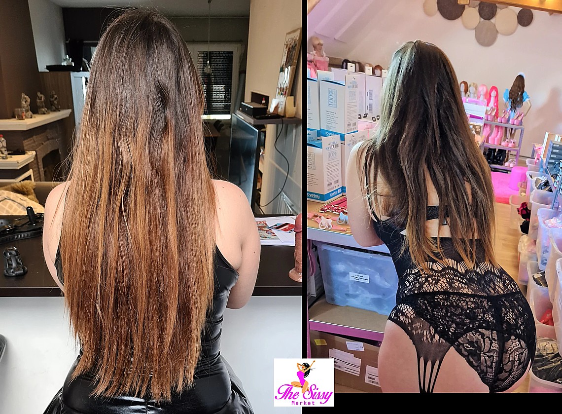 Sissy joyce in een deel van de fysieke winkel Sissy Market™ winkel sissy market