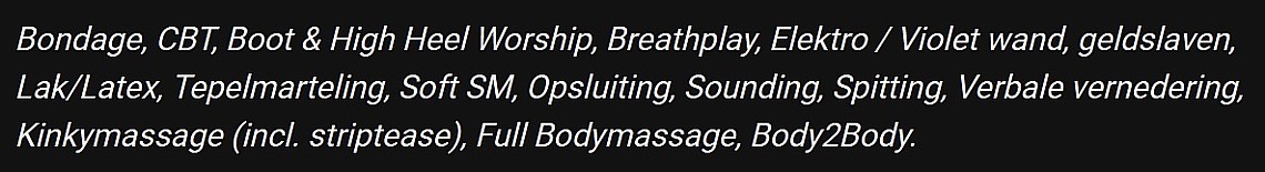 Goddess Michelle bij Casa Cherda en waar zij van houdt Michelle bij Casa Cherda