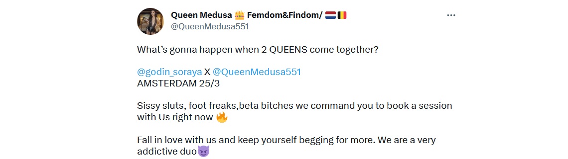 Godin Soraya werkt samen met de NL'se Queen Medusa Godin Soraya