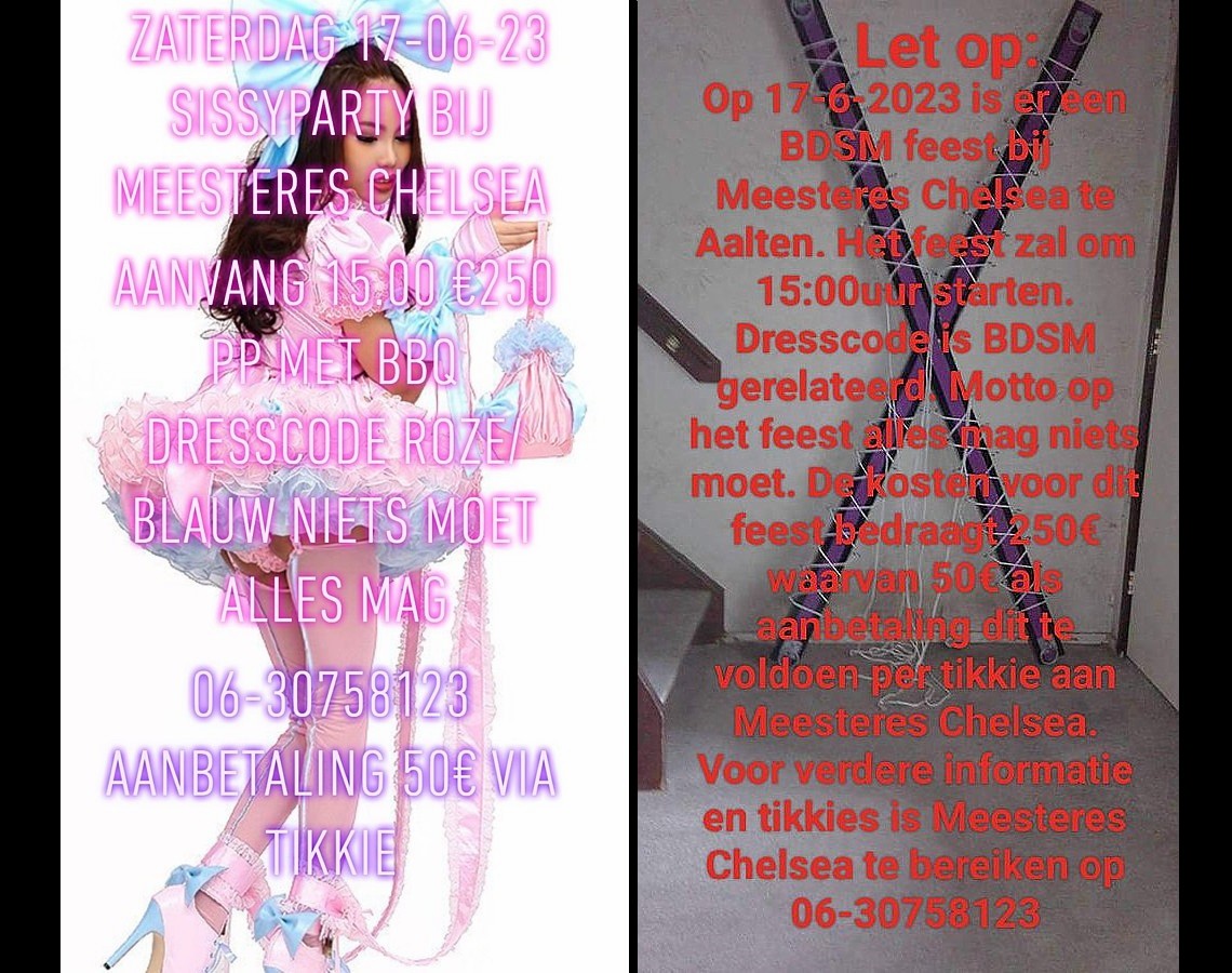 Verschillende promoplaatjes van het Achterhoeks BDSM-feest op 17 juni (2023) Achterhoeks BDSM-feest