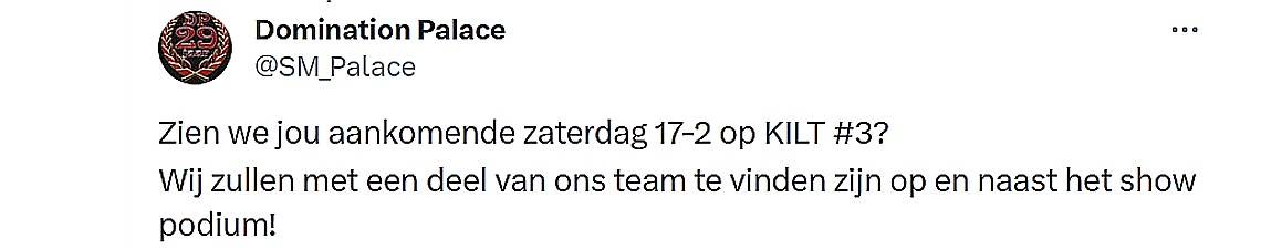 De oproep van Team Domination Palace om te komen dansen. En zo, team domination palace