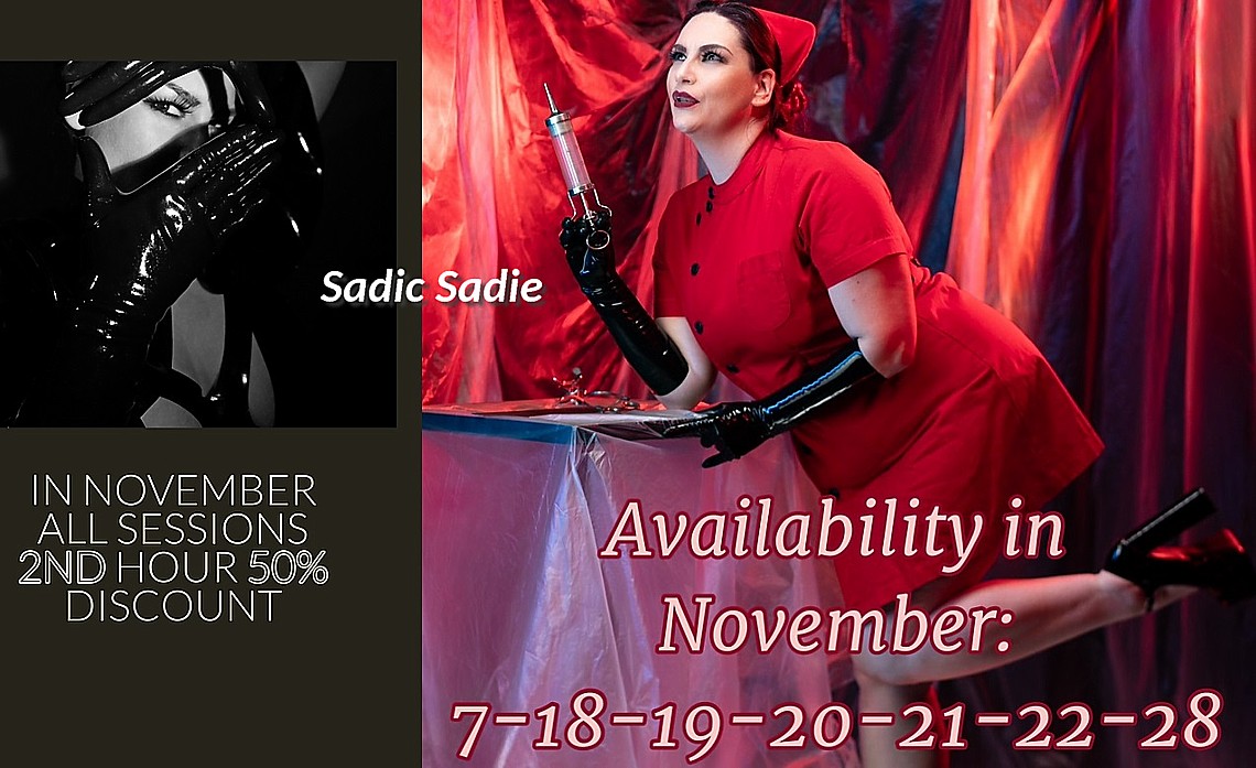 Kijk, hier de dagen voor jou uit de agenda van Sadic Sadie! agenda sadic sadie