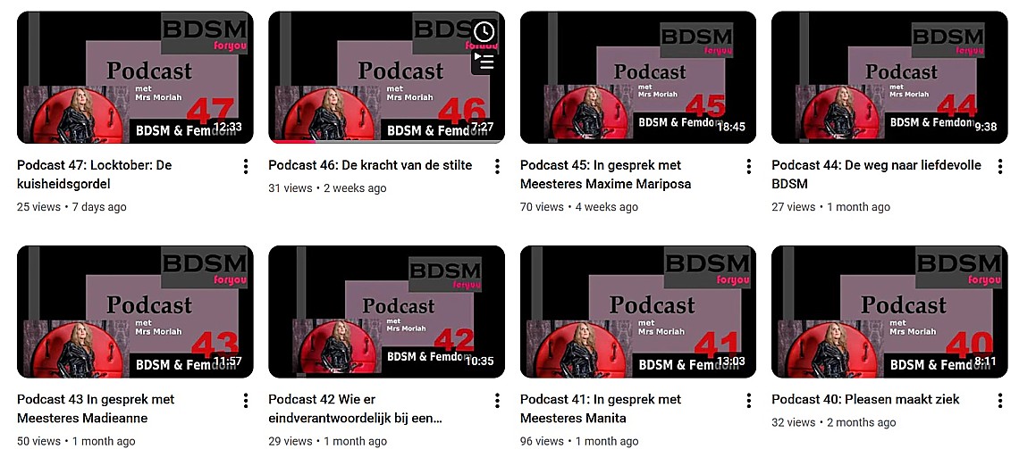 Printscreen van vandaag van de nieuwste podcasts van Meesteres Moriah Podcasts Meesteres Moriah